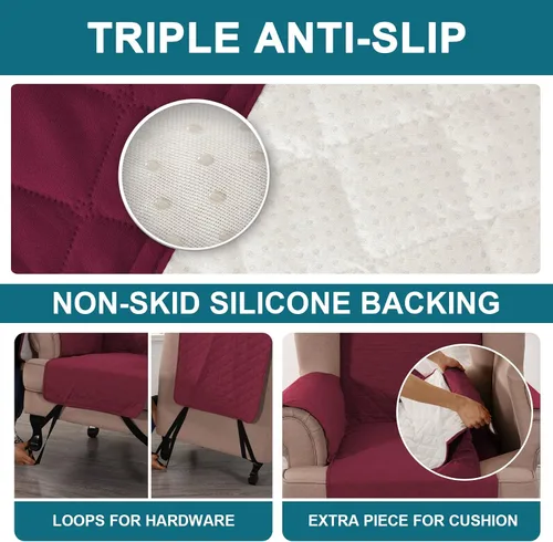 Miniatura 4 de Turquoize Funda 100% Impermeable para Sillón de Ala Fundas para Sillón de Ala con Brazos Protector de Silla Sofá Protector Triple Antideslizante