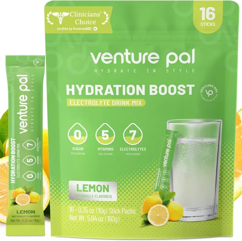 Miniatura 11 de Venture Pal Paquetes de electrolitos en polvo sin azúcar, mezcla de bebida para hidratación rápida y recuperación de fiestas, 5 vitaminas y 7 Sabor