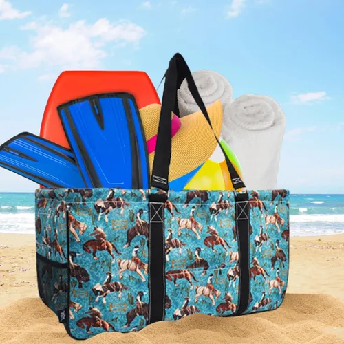 Miniatura 83 de NGIL Bolsa de comestibles reutilizable extra grande plegable de gran tamaño para comestibles, almacenamiento, picnic, playa, Bronco-negro occidental