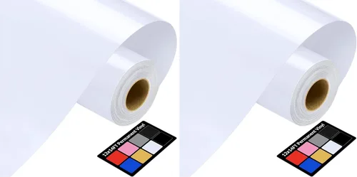 Miniatura 17 de Vinilo blanco de 12 pulgadas x 14 pies, vinilo permanente blanco brillante con respaldo de PET [más fácil que nunca deja residuos], adhesivo