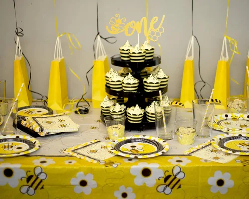 Miniatura 5 de One Bee - Decoración dorada para pastel de abejorro con purpurina – 1er cumpleaños, revelación de género, decoración de fiesta de baby shower