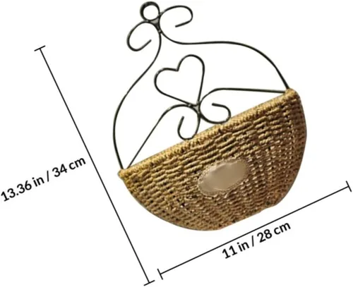 Miniatura 2 de Hemoton Maceta colgante tejida hecha a mano para montaje en pared, de 13.38 x 11.02 x 5.90 pulgadas, con forro impermeable para decoración