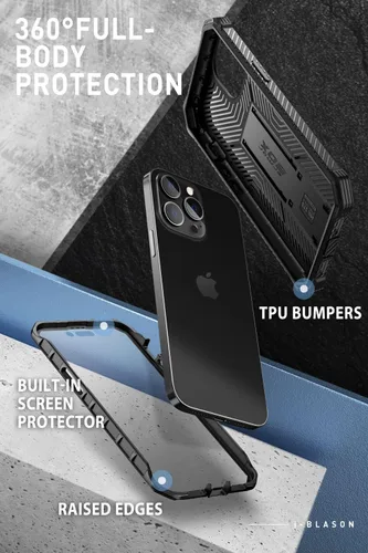 Miniatura 3 de i-Blason Armorbox - Funda diseñada para iPhone 14 Pro de 6.1 pulgadas (versión 2022) con soporte y funda de clip para cinturón, funda protectora