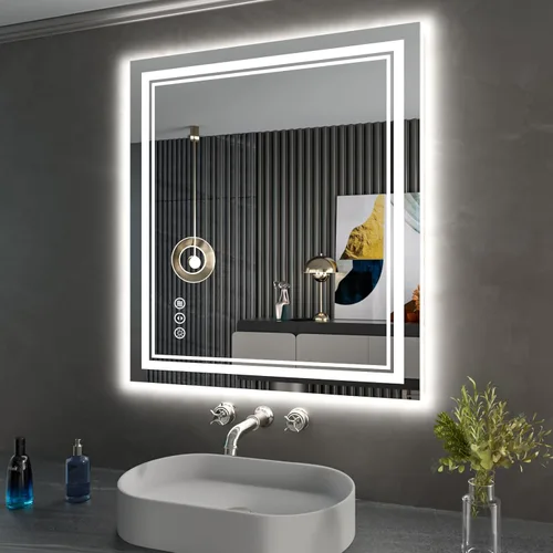 Miniatura 75 de Espejo de baño LED de 72 x 36 pulgadas, retroiluminado y frontal iluminado, espejo de tocador grande iluminado con luces, antiniebla, regulable