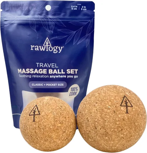 Bola de masaje de corcho de viaje, alternativa ligera y sostenible a la bola de lacrosse para aliviar el dolor muscular (surtido de 2 piezas, corcho