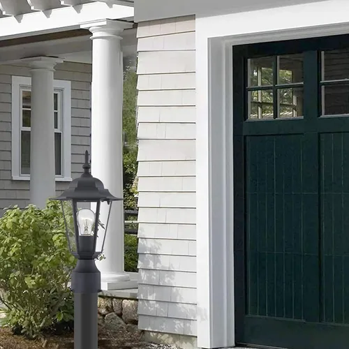 Miniatura 8 de WISBEAM Luz de poste para exteriores, linterna de poste, base E26 de 60 W máximo, carcasa de aluminio más vidrio, clasificación de ubicación húmeda