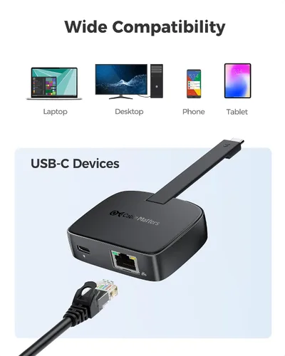 Miniatura 6 de Cable Matters Adaptador USB C a 2.5 Gigabit Ethernet con carga de 100 W (adaptador Ethernet a USB C de 0.09 oz) - Compatible con Thunderbolt 4