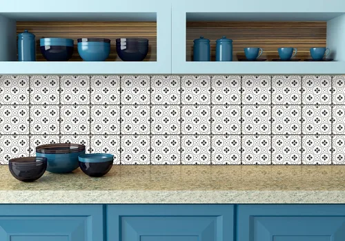 Miniatura 2 de Mi Alma calcomanías para azulejos en blanco y negro para despegar y pegar calcomanías de azulejos, 24 unidades, para azulejos de baño y cocina