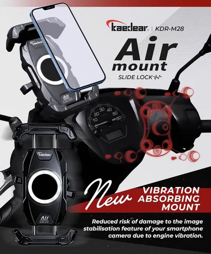 Miniatura 3 de Kaedear Soporte para Motocicleta y Smartphone, Absorción de Vibraciones, Montura, Montura de Aire, Bloqueo Lateral con Palanca, Brazo Intermedio