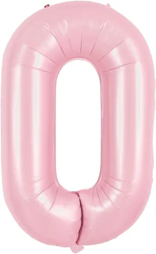 TONIFUL Globo de 40 Pulgadas Rosa Pastel Número 0 Globo Globo Grande Rosa Digital 0 Globo para Fiesta de Cumpleaños de Niña Boda Despedida de