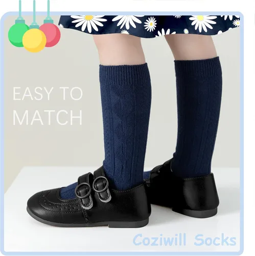 Miniatura 2 de Calcetines altos hasta la rodilla para bebés, calcetines para recién nacidos, calcetines de tubo para niños, calcetines de punto trenzado hasta