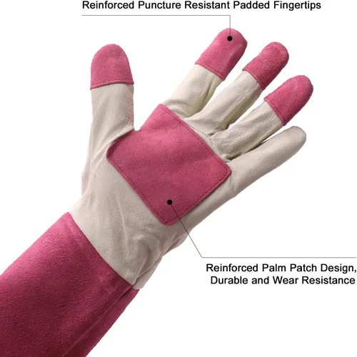 Miniatura 2 de HANDLANDY HLDD Long Gardening Gloves for Women Men - Leather Rose Pruning Gloves Thorn Proof - Breathable Working Glove Rosa