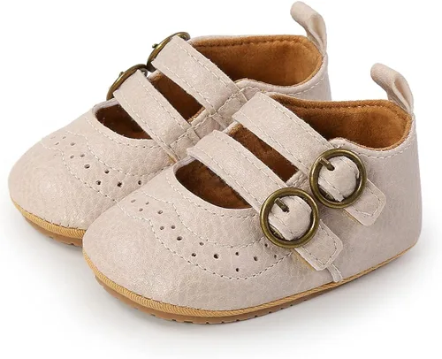 Miniatura 4 de QWZban Zapatos planos Mary Jane con Bownot antideslizante suela suave de piel sintética para recién nacidos, bebés, primeros caminantes