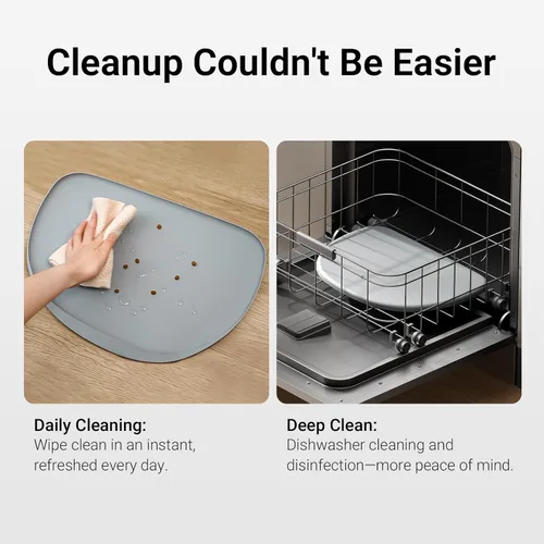 Miniatura 9 de DownyPaws Tapetes de Comida para Gatos para Pisos Impermeables, Tapete de Alimentación para Mascotas de Silicona Libre de BPA, Tapete Antideslizante