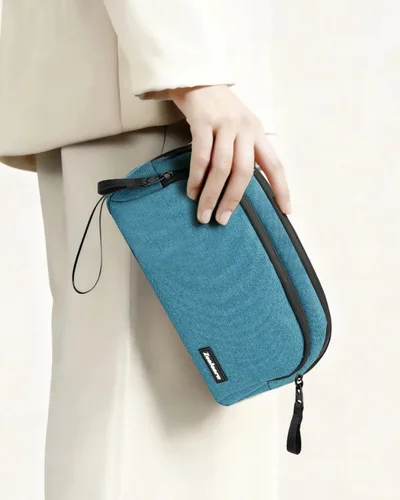 Miniatura 2 de Estuche organizador portátil de electrónica de viaje, organizador técnico de doble capa, bolsa de almacenamiento de cargador todo en uno para cable