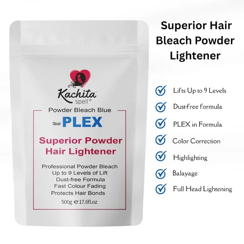 Miniatura 2 de Kachita Spell Aclarador profesional para el cabello azul con tecnología Plex, hasta 9 niveles de polvo blanqueador y decoloración del cabello