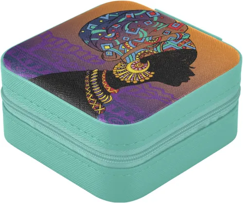 Miniatura 3 de Joyero de viaje pequeño pequeño organizador de joyas para anillos, aretes, collares, niñas, mujeres, hombres, mujeres afroamericanas