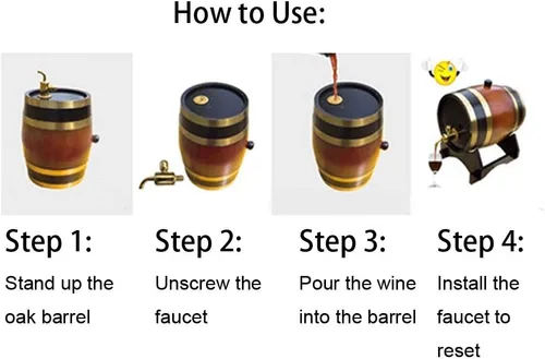 Miniatura 5 de Barril de envejecimiento de roble, contenedor de barril de vino de alta calidad de roble rojo negro a rayas vintage de 3 litros con soporte