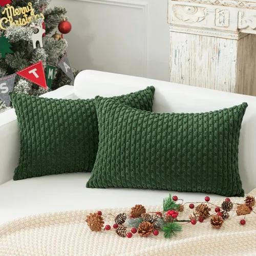 Miniatura 50 de Kevin Textile - Juego de 2 fundas de almohada decorativas de pana de 22 x 22 pulgadas, suaves, estilo bohemio, a rayas, decoración moderna del hogar