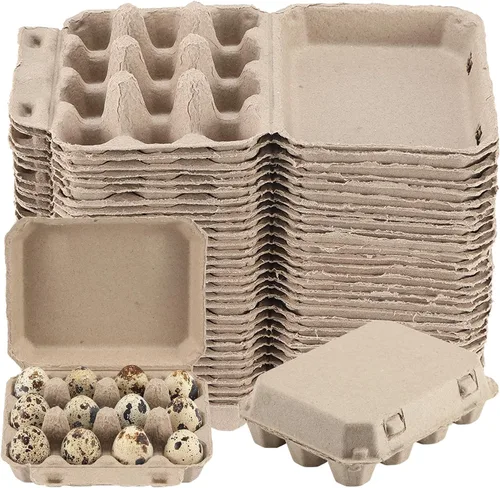 Miniatura 7 de LayHyand 30 cajas de huevos de codorniz, caja de docena de huevos, contenedor de papel de pulpa de color natural en blanco de 3 x 4 pulgadas