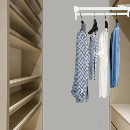 Miniatura 7 de Barra extraíble para colgar ropa, barra ajustable para perchero de ropa, barra extraíble para colgar pantalones para armarios, armarios de Blanco