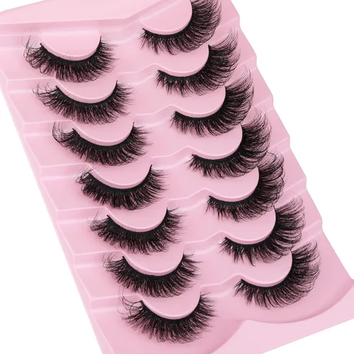 Miniatura 3 de JIMIRE Pestañas postizas de visón sintético esponjosas de ojo de gato naturales, pestañas postizas con volumen finas de ojo de zorro cruzadas