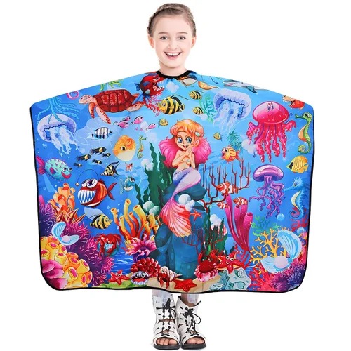 Miniatura 10 de DOKKIA KIDS Capa de peluquero para niños corte de pelo, niños, niños pequeños, niños y niñas, peluquería, estilo de salón, paño de tela, delantal