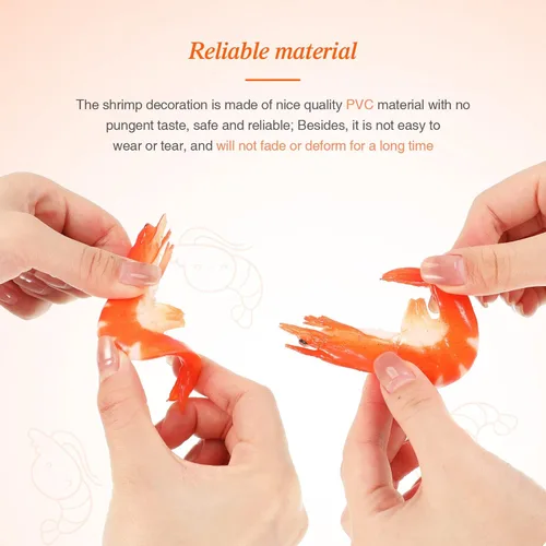 Miniatura 4 de Chalyna 9 unidades de camarones falsos de imitación rojos modelo de camarones cocidos simulados, modelo de alimentos falsos artificiales