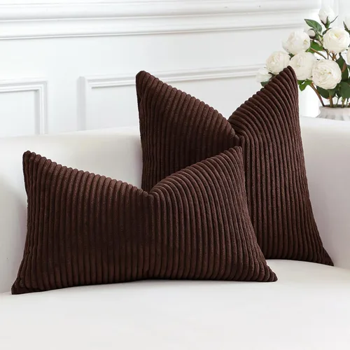Miniatura 146 de Artscope Fundas de Almohada de Pana a Rayas Acogedoras Súper Suaves Decorativas Cuadradas Fundas de Cojín para Sofá Sillón Dormitorio Decoración