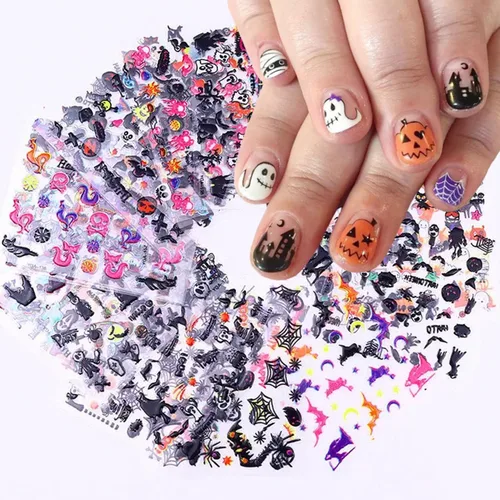 Miniatura 15 de Calcomanías de arte de uñas de Navidad 5D en relieve autoadhesivas para arte de uñas, lindos gnomos de Papá Noel, muñeco de nieve, árbol de Navidad