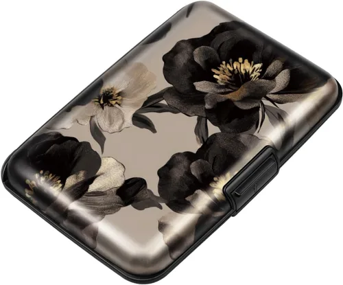 Miniatura 38 de Mini tarjetero para mujeres u hombres, tarjetero delgado con bloqueo RFID, estuche rígido para tarjeta de identificación, tarjetero de viaje, Negro