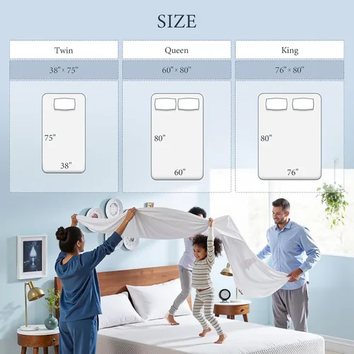 Miniatura 7 de Protector de colchón impermeable tamaño Queen, funda de cama de bolsillo elástico profundo, lavable a máquina, suave, transpirable, sin ruido