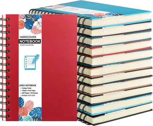 Miniatura 8 de Paquete de 6 cuadernos de tapa dura A5 en espiral, cuadernos con rayas universitarias, diario colorido, agenda a granel, planificador de viajes