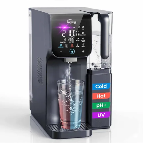 Miniatura 10 de iSpring Fabricante de agua con gas con filtro de agua de ósmosis inversa UV, caliente y fría para encimera, eliminación de PFAS y TDS, monitor TDS