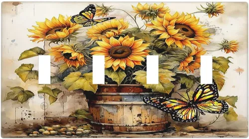 Miniatura 31 de Cubiertas Decorativas de Tomacorrientes Estilo Gótico Cuervo Flores Púrpuras 1 Gang Interruptor de Luz Simple Basculante Placa Cubierta Placas