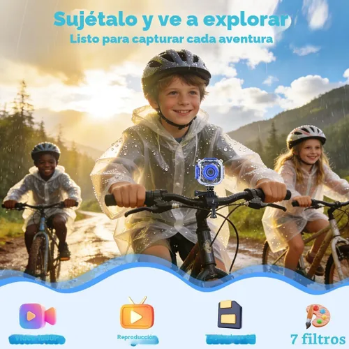 Miniatura 3 de PROGRACE Cámara impermeable para niños, cumpleaños para niños de 3 a 12 años, cámara de video submarina HD 1080P para niños, juguetes de piscina
