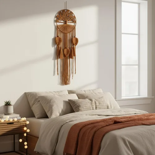 Miniatura 3 de Tapiz de macramé para colgar en la pared, diseño de árbol de la vida, tejido a mano para dormitorio, sala de estar, pasillo, símbolo de crecimiento