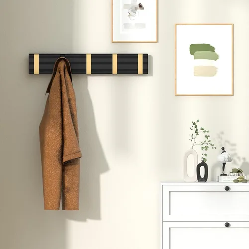 Miniatura 2 de Wisfame Ganchos para abrigos, perchero de aluminio montado en la pared, 5 ganchos plegables, resistente, ahorro de espacio, perchero de pared