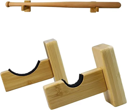 Miniatura 10 de Orga'Neat Vitrina de Exhibición para Bate de Béisbol, Soporte de Pared para Bate con Colgador, Estante Horizontal de Nogal Macizo con Forro Marrón