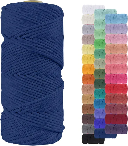 Miniatura 70 de Cuerda de macramé de 0.079 in para 219 yardas, cuerda de algodón natural para manualidades, hilo de cuerda de macramé de colores para colgar