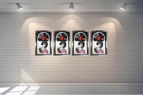 Miniatura 5 de Creative Picture Frames Marco para discos de Jukebox de 16 x 24 pulgadas con acabado de acero inoxidable de 12 pulgadas con doble paspartú blanco