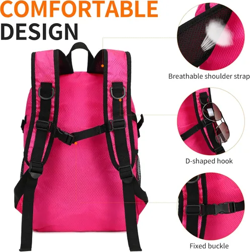 Miniatura 7 de Mochila pequeña de senderismo de 15L, ligera, plegable, resistente al agua, mochila de viaje para camping, mochila de día plegable para mujeres