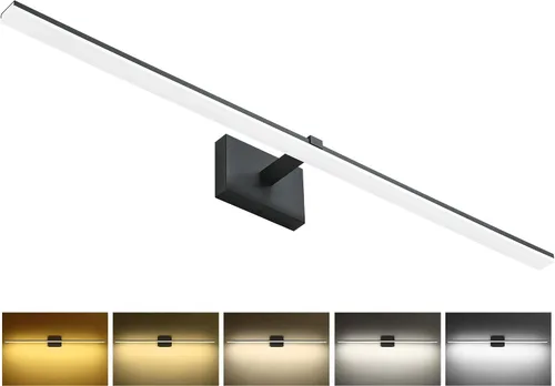 Miniatura 37 de Luz de tocador de baño negra de 32 pulgadas, LED moderna, 3CCT, regulable, 24 W, luminarias de baño sobre espejo 3000 K/4500 K/6000 K, 3