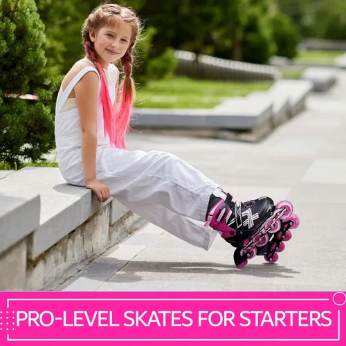 Miniatura 7 de Xino Sports Patines en línea para niños y niñas – Patines ajustables con ruedas iluminadas LED – Patines juveniles para interiores y exteriores