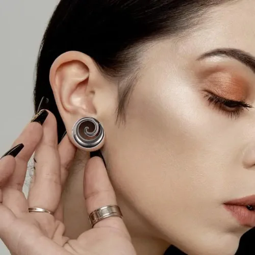 Miniatura 3 de 2 ganchos redondos en espiral de moda para lóbulos estirados para túneles de oído, dilatadores, piercing, joyería corporal