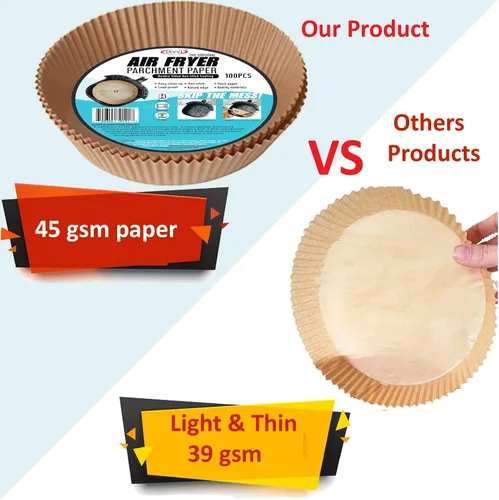 Miniatura 2 de Forro de papel desechable para freidora de aire, 200 unidades, antiadherente, impermeable, papel pergamino natural de grado alimenticio
