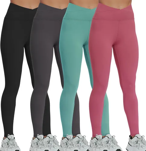 VALANDY Leggings de cintura alta para mujer elásticos control de abdomen entrenamiento correr yoga pantalones tallas regulares y grandes