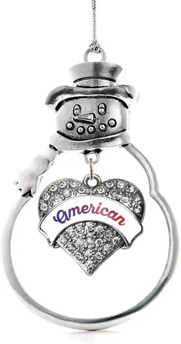 Miniatura 219 de Colgante de plata con diseño de Detroit con forma de corazón y muñeco de nieve con circonitas cúbicas