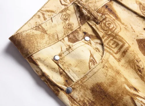 Miniatura 169 de Baylvn - Pantalones de mezclilla entallados y estampados para hombre con corte recto