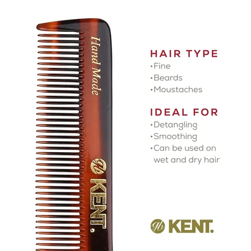 Miniatura 6 de KENT A FOT Peine de bolsillo hecho a mano para hombres, peine de pelo de dientes finos para peinados diarios, barba y bigote, uso seco